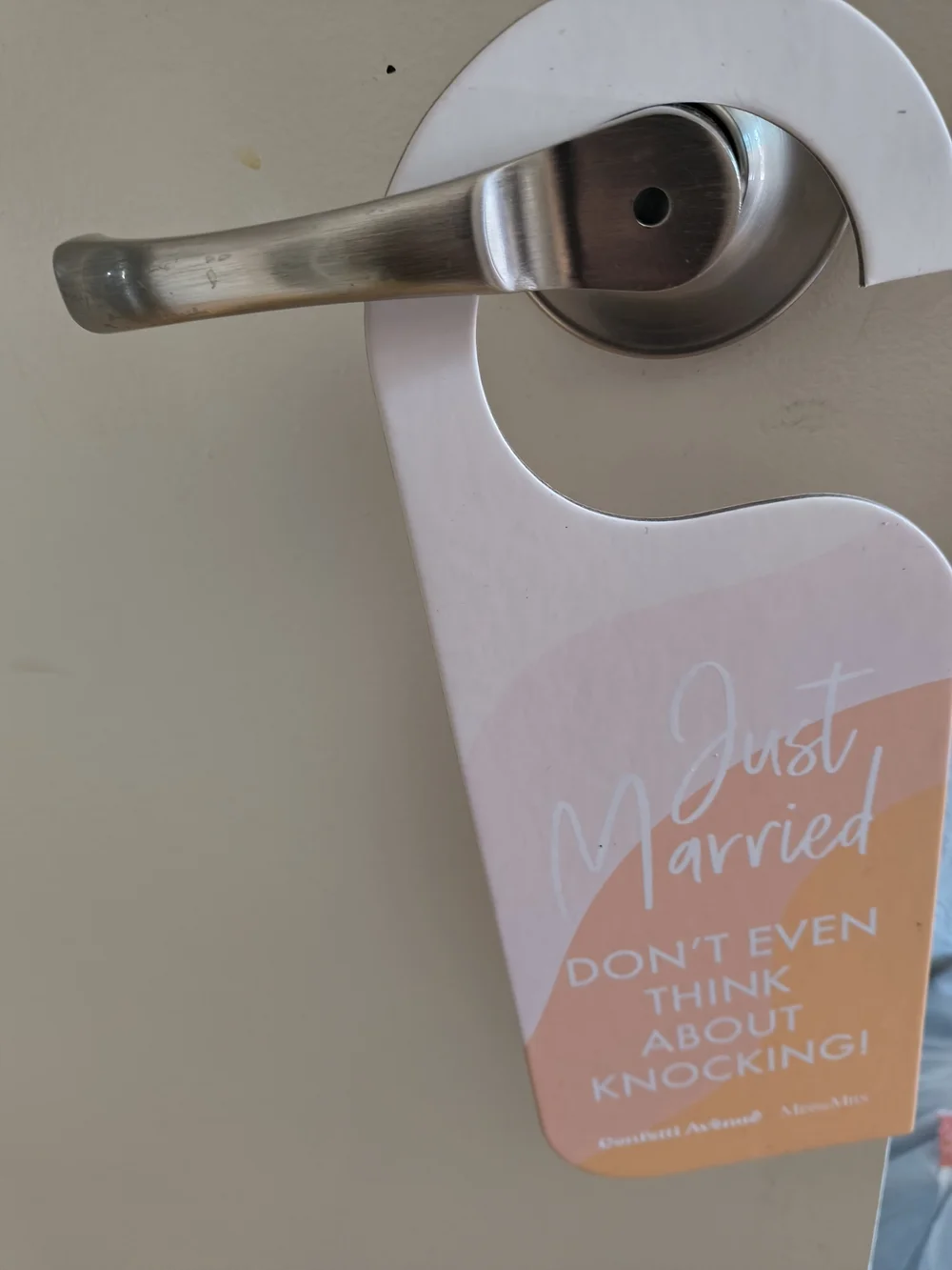 Just Married Door Hanger - Pink & Peach
